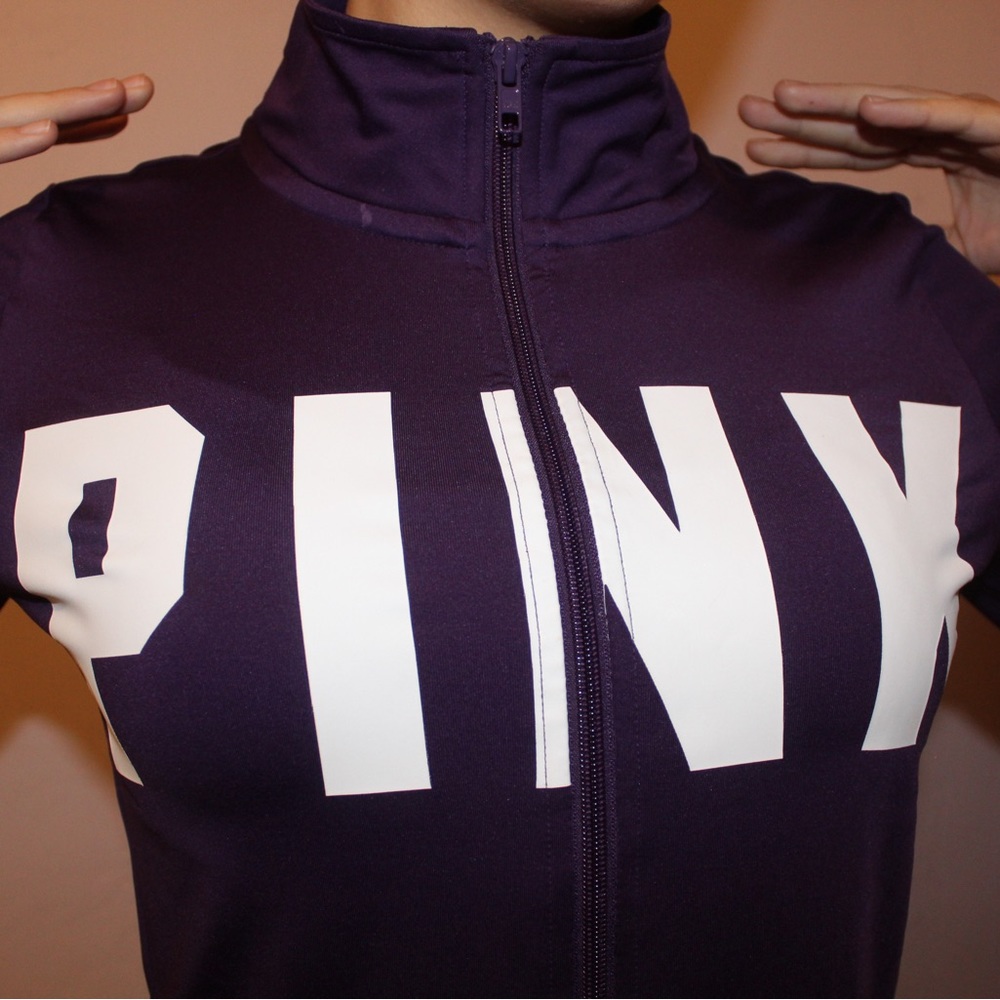 “PINK” Branded Zipper Up Athletic Jacket - Purple